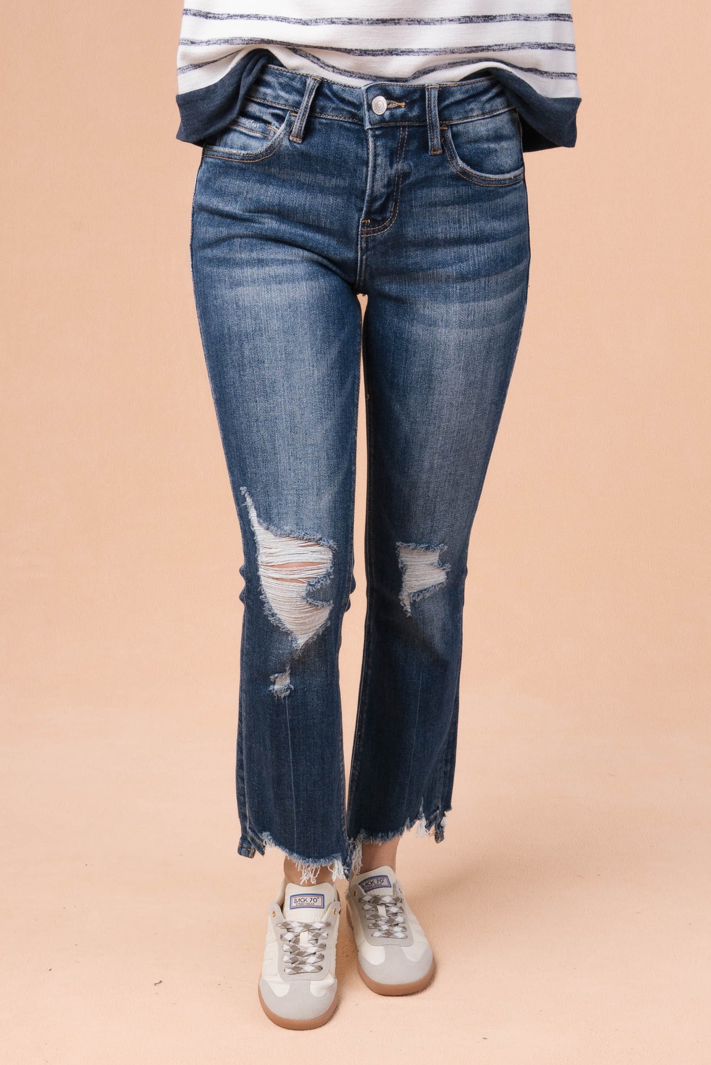 Lovervet by VERVET | Halle Mid Rise Crop Flare Jeans