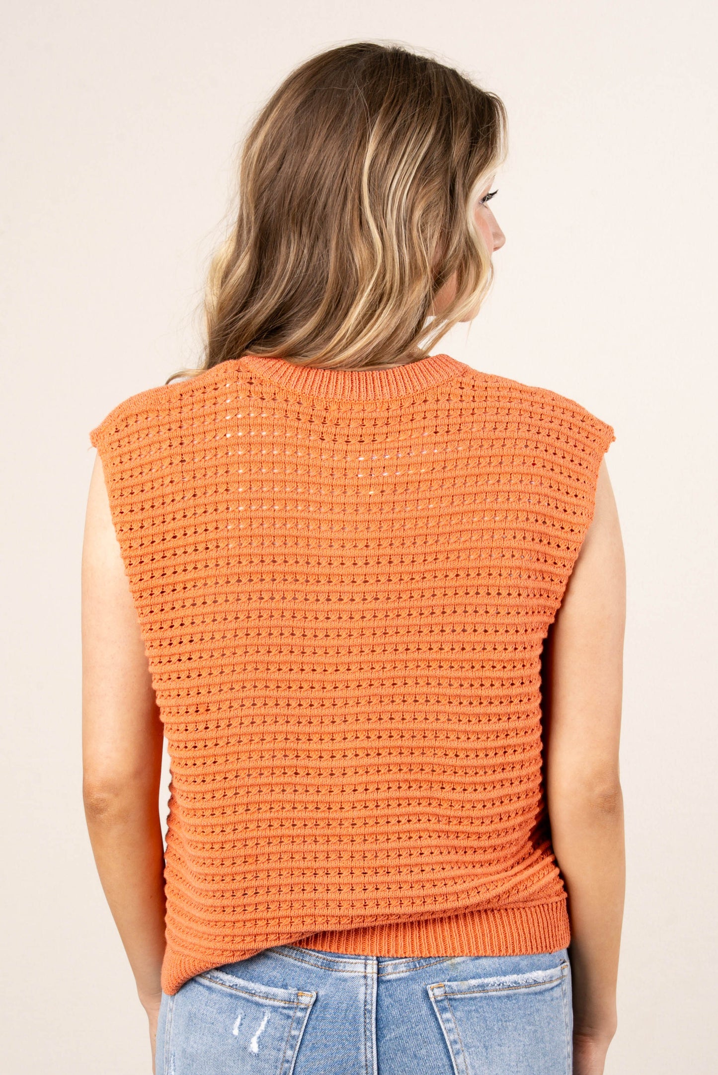 Crocheted Gold Button Sweater Vest