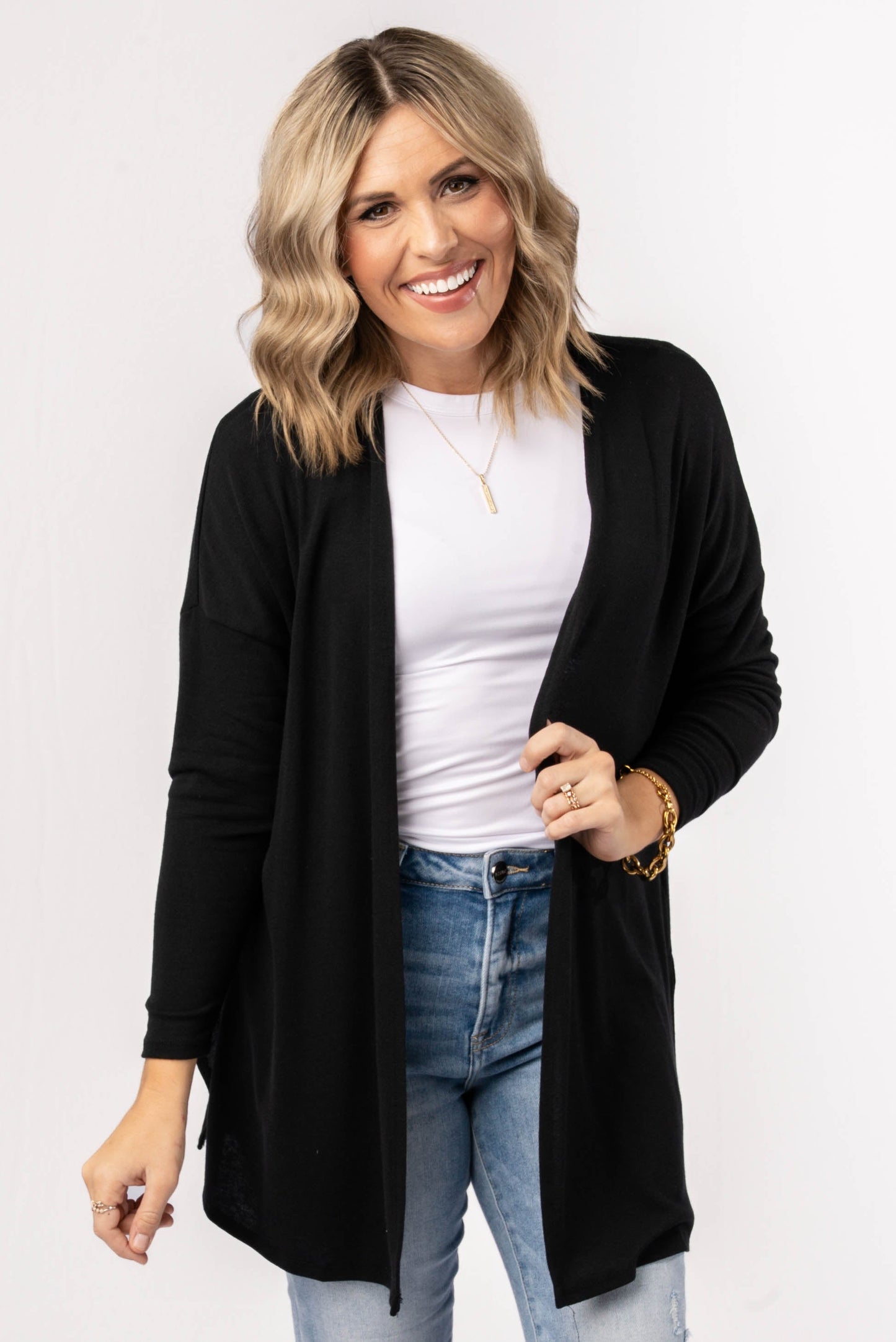 Lightweight Open Front Cardigan