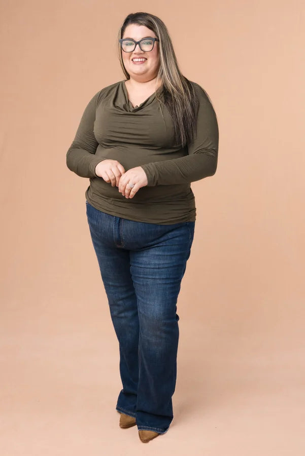 Draped Neck Ruched Side Top *Final Sale*