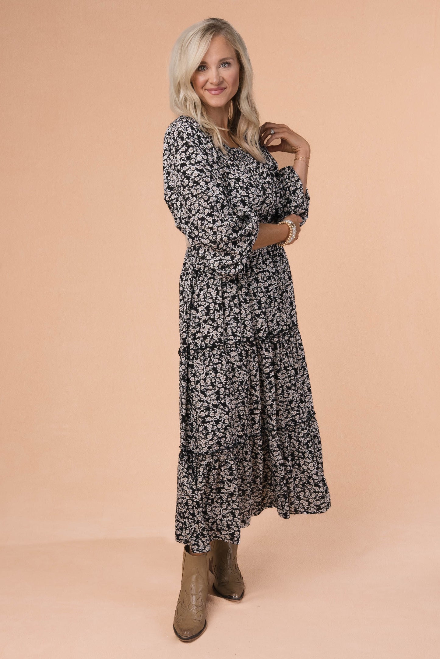 Ditsy Floral Smocked Maxi Dress
