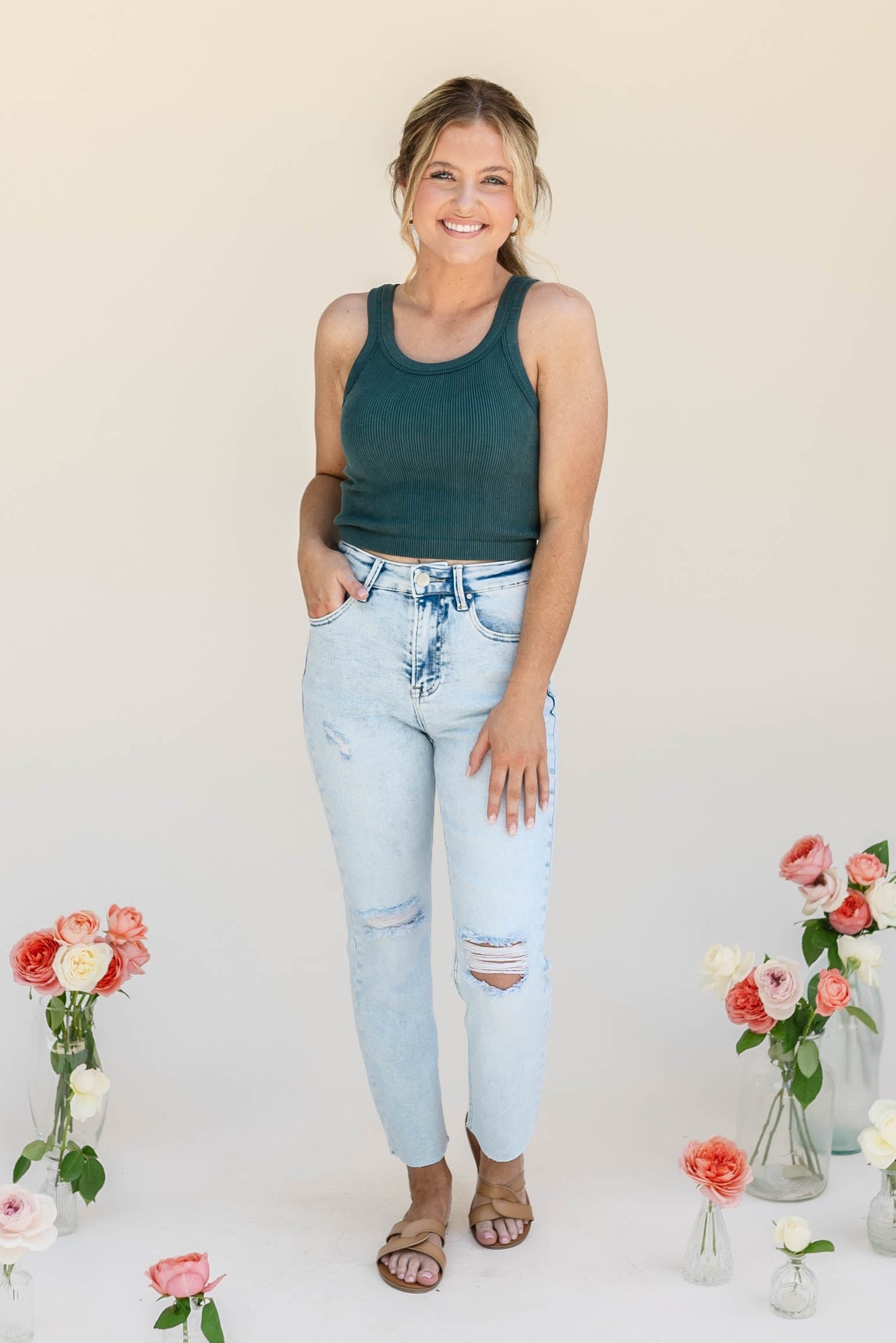 Risen Denim | Isla High Rise Crop Straight Leg Jeans
