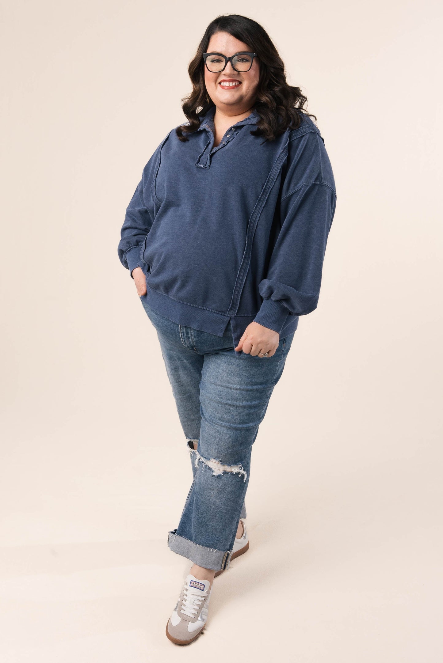 Mineral Washed Half Snap Pullover