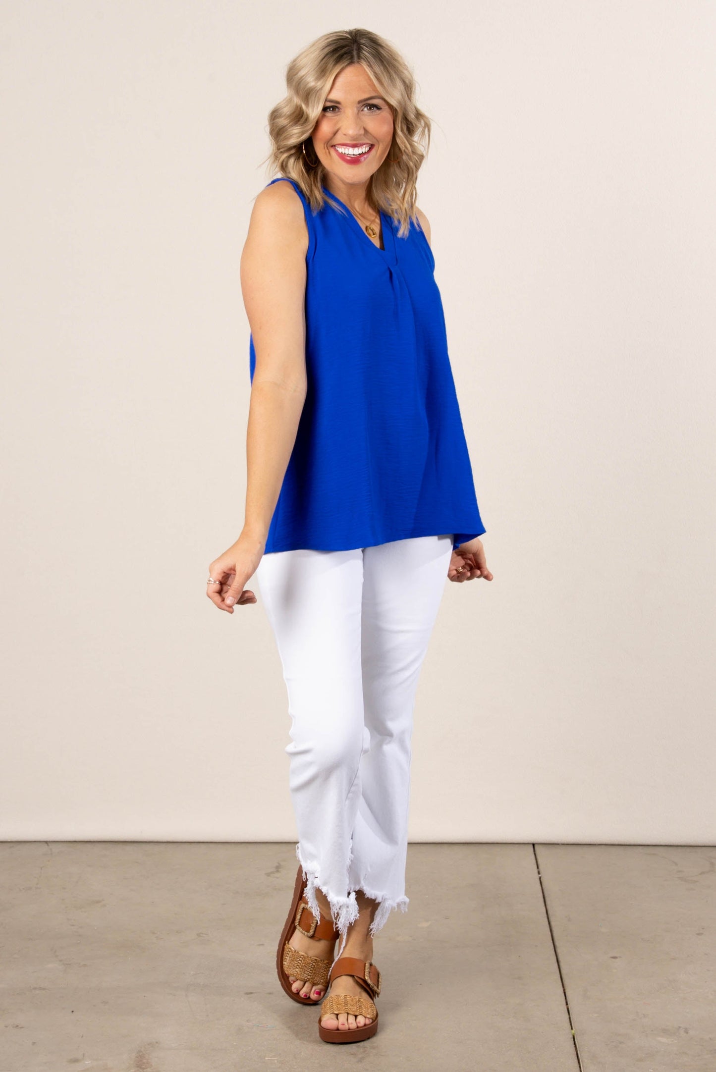 Pleat Front Sleeveless Blouse *Final Sale*