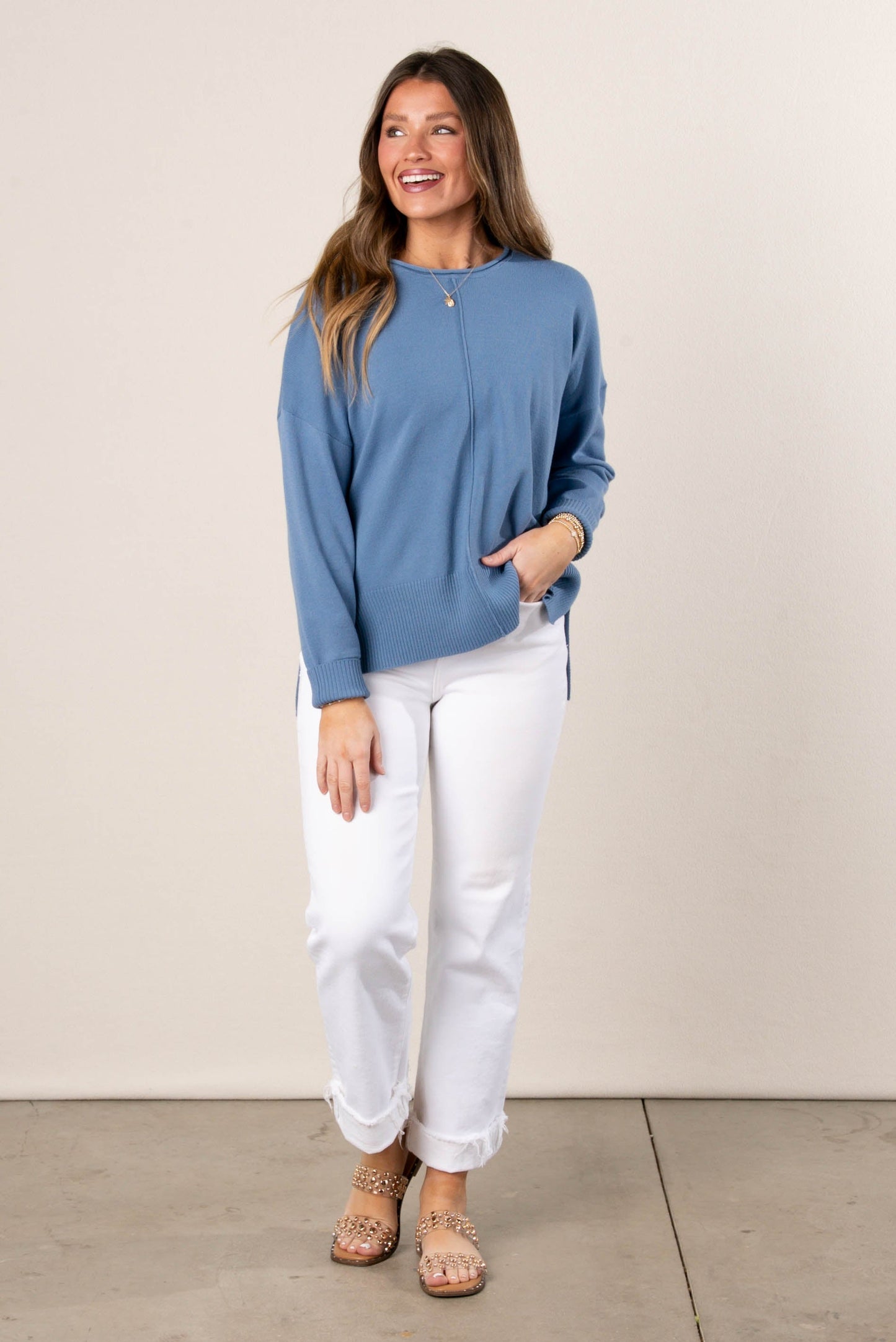 Center Seam Drop Shoulder Sweater *Final Sale*