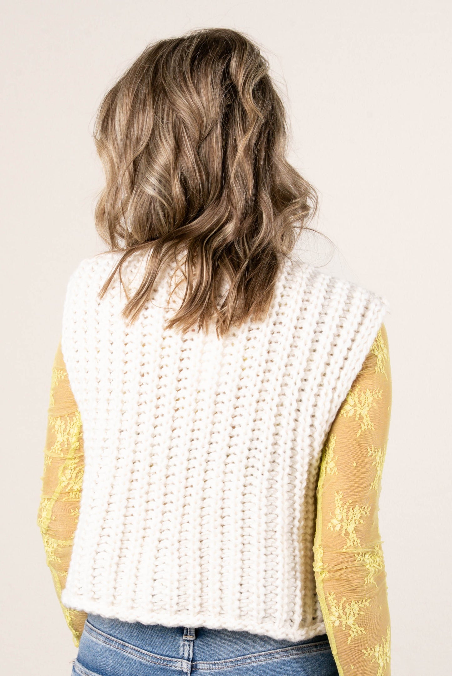 Georgia Mae Chunky Knit Sweater Vest - Ivory