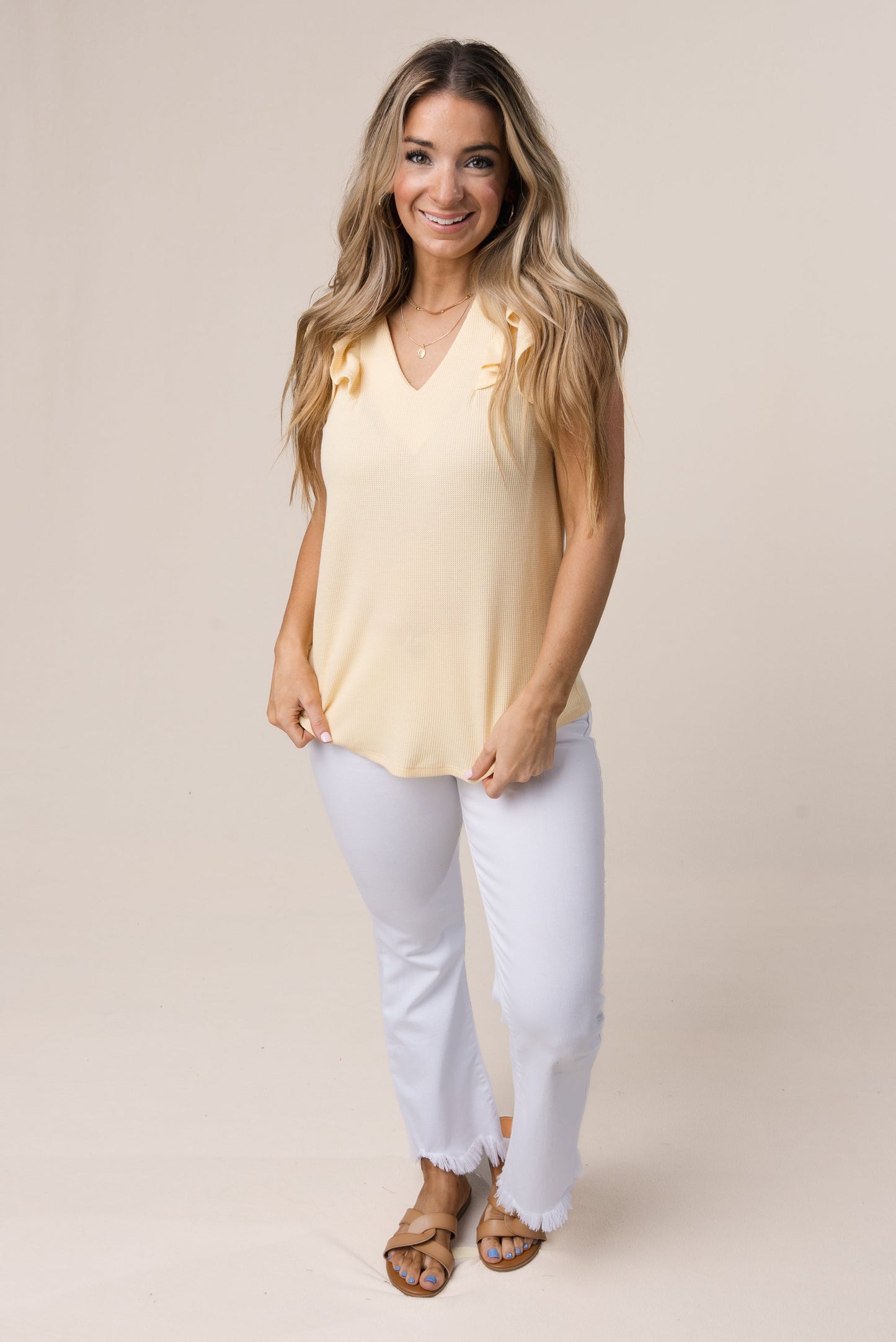 Textured Ruffle Shoulder Top *Final Sale*