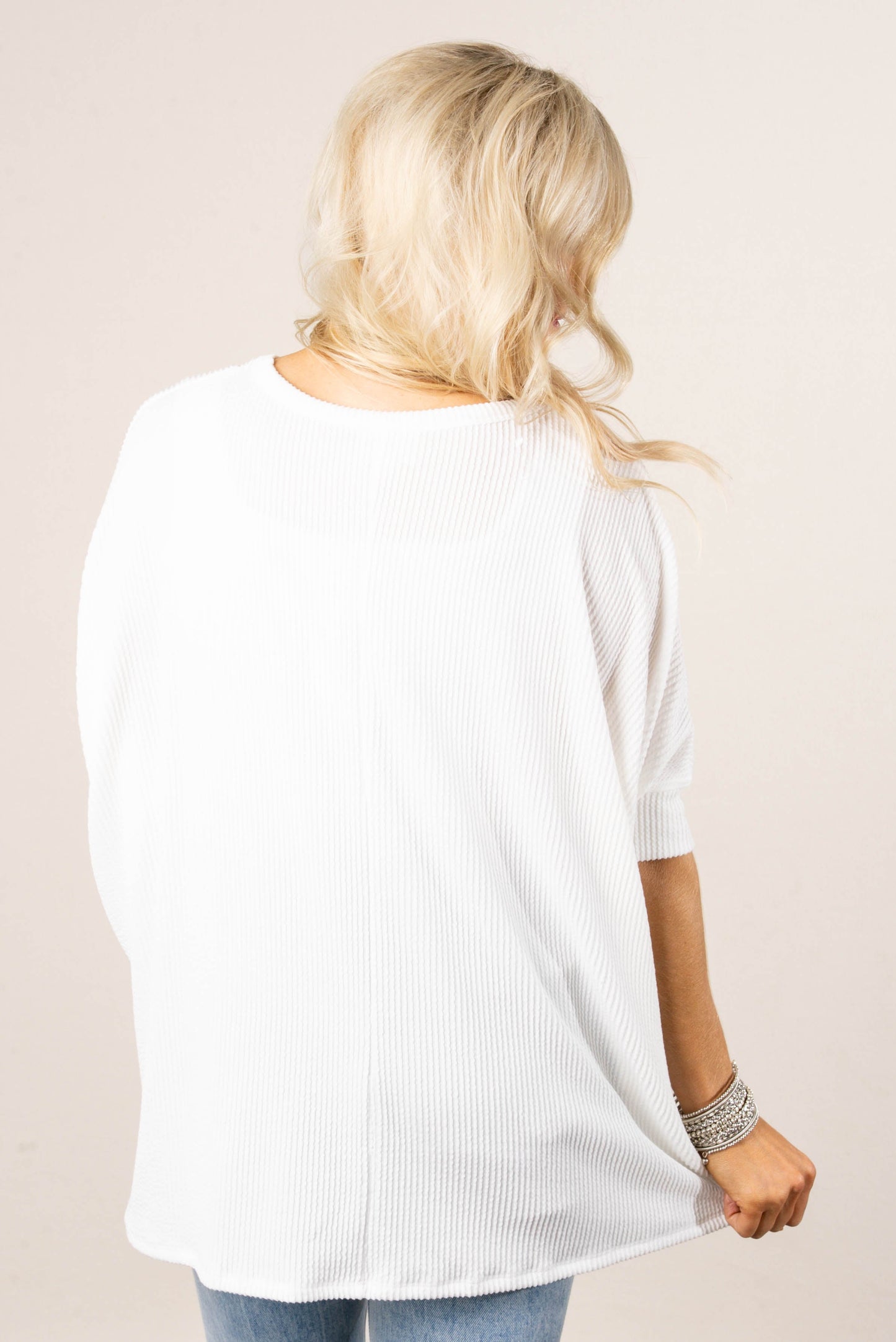 Ribbed Dolman Poncho Tunic Top