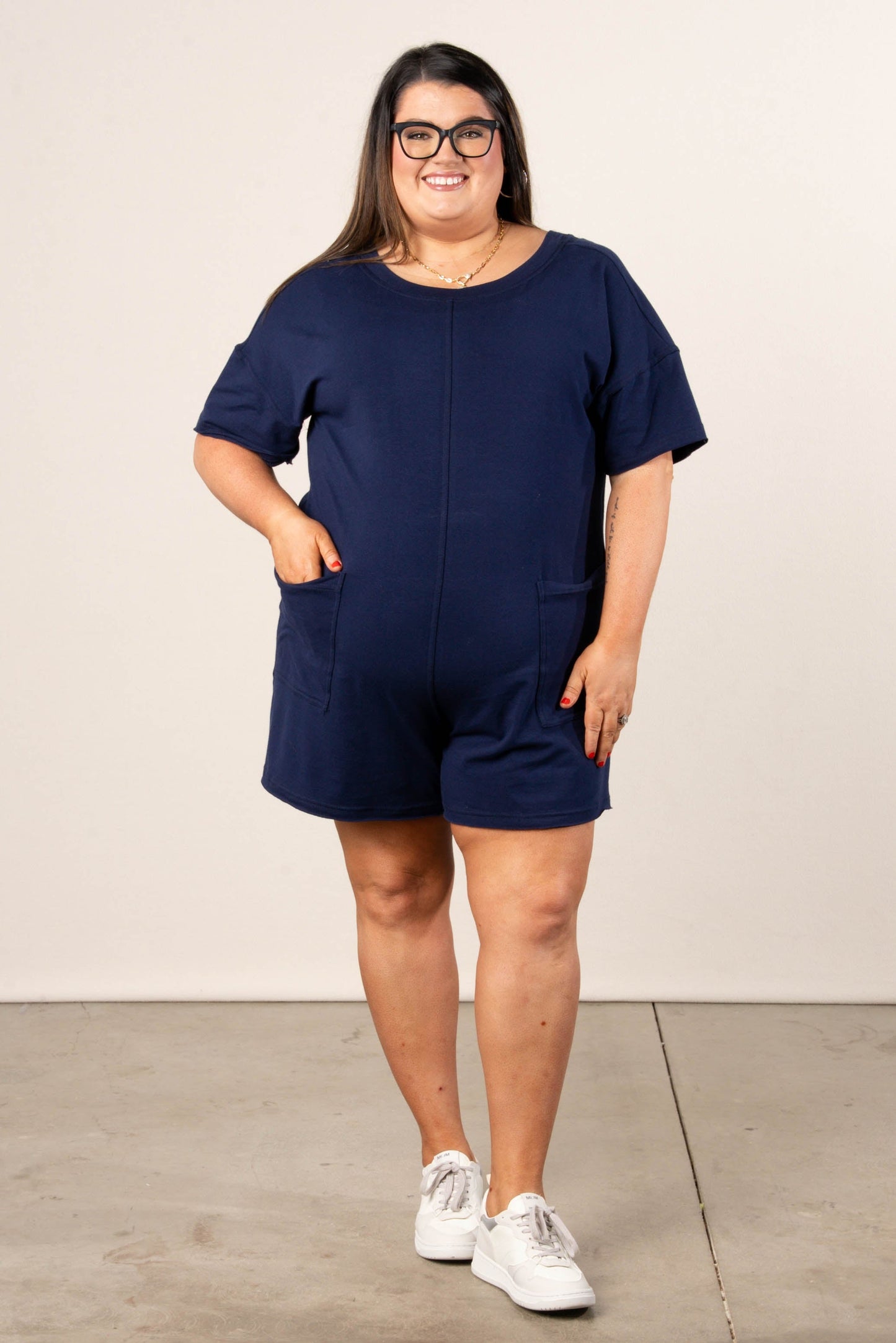 Reversible T-Shirt Romper in Navy *Final Sale*