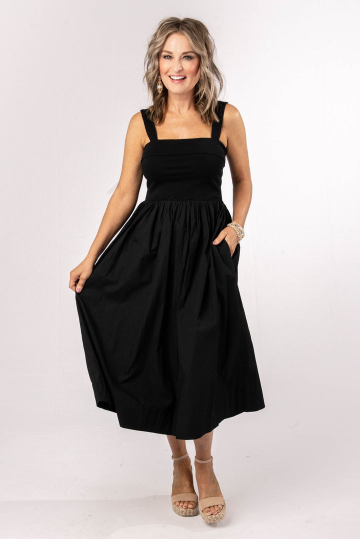 Mixed Knit Sleeveless Midi Dress