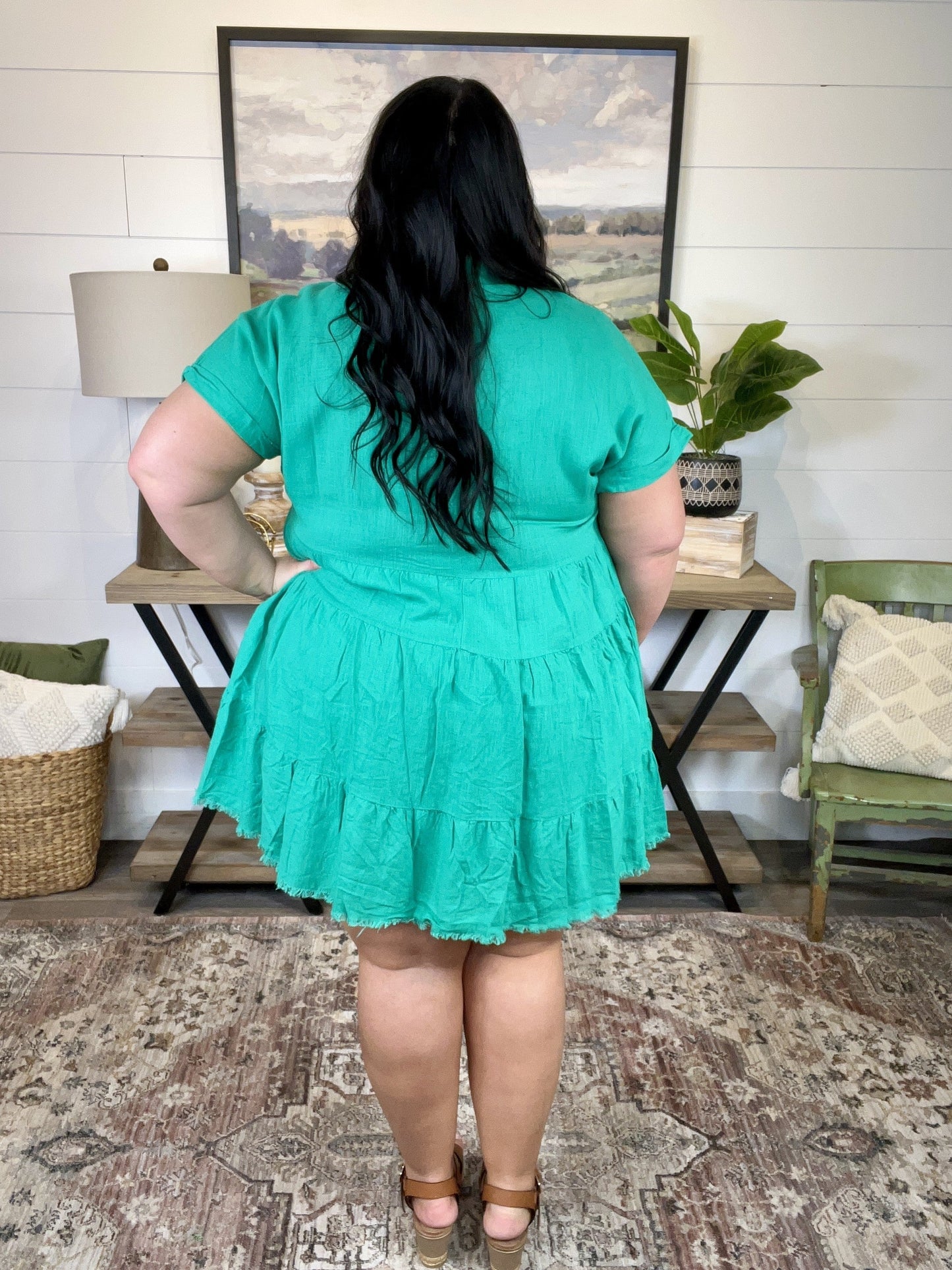 Linen Tiered Babydoll Dress