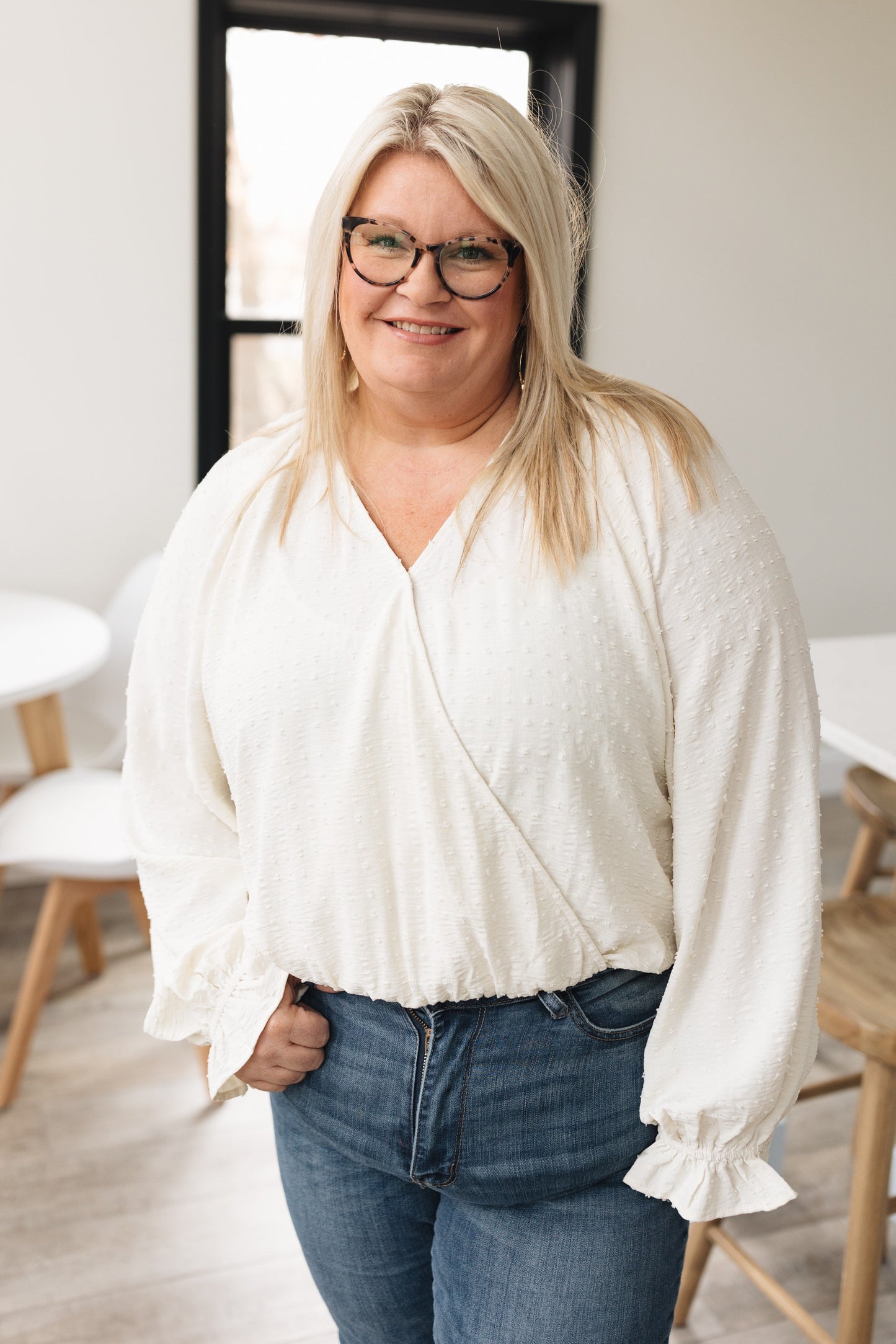 Raised Knit Surplice Bodysuit *Final Sale*