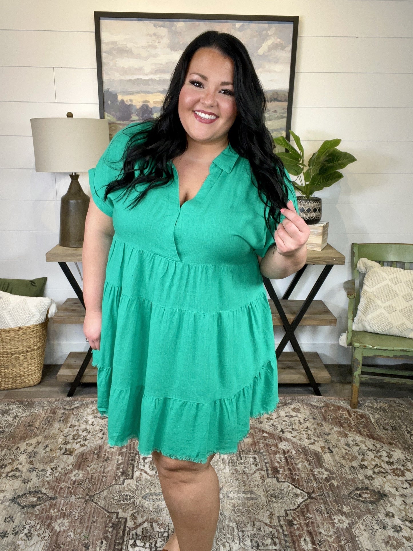 Linen Tiered Babydoll Dress