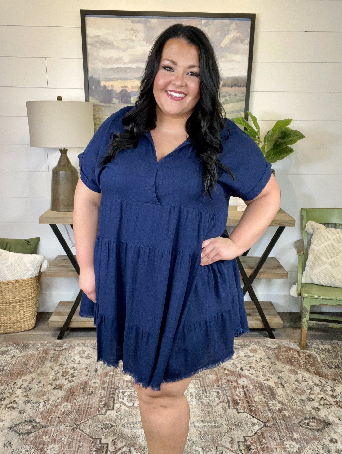 Linen Tiered Babydoll Dress