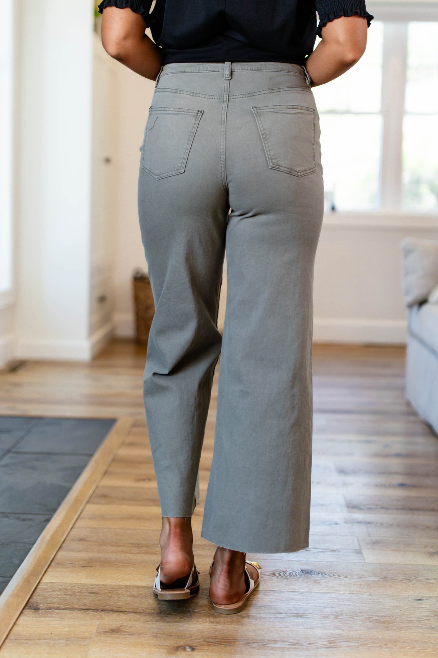 Twill High Waist Wide Leg Pants