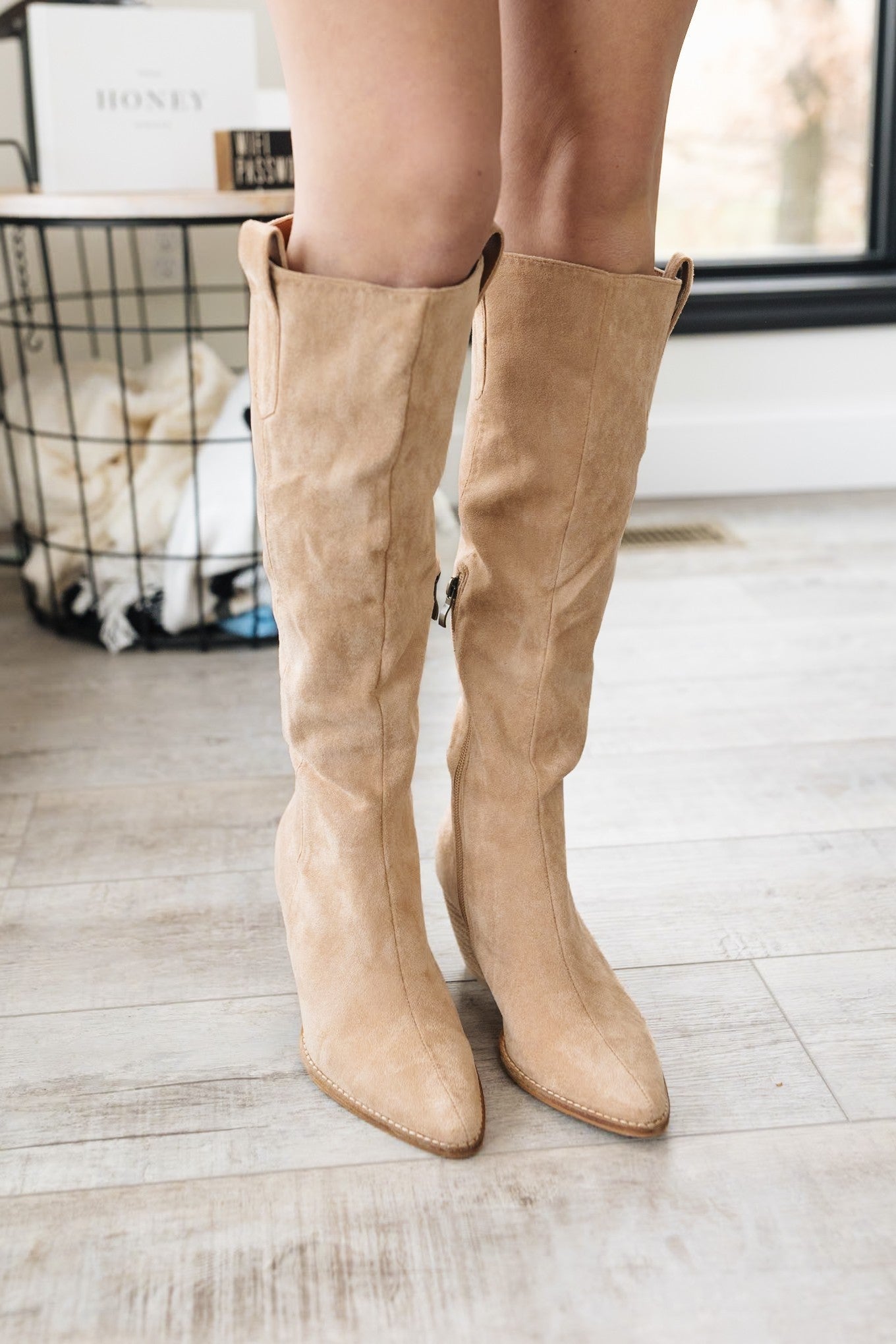 Birkin Knee High Zipper Taupe Boot