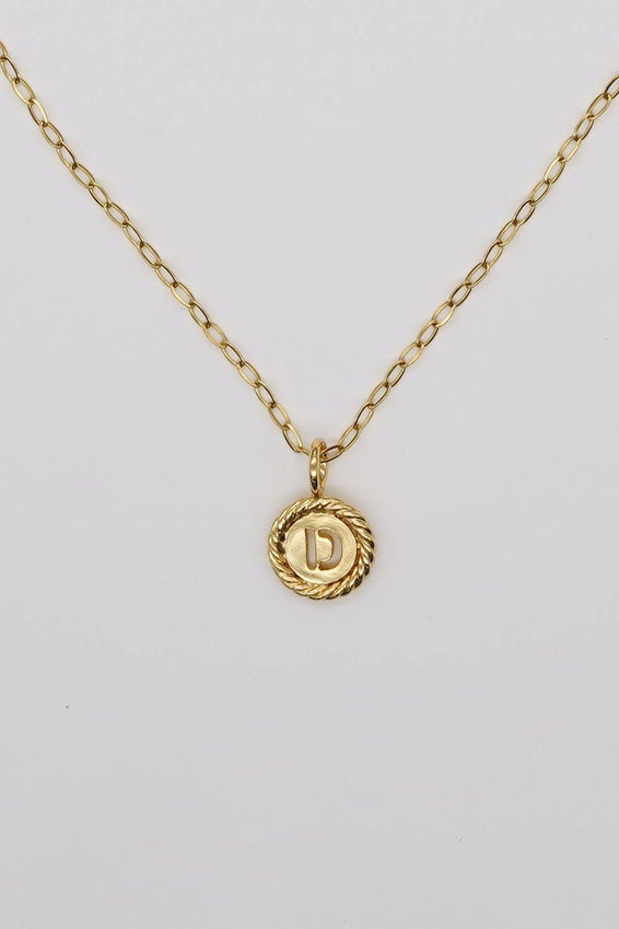 Gold Sealed Initial Necklace