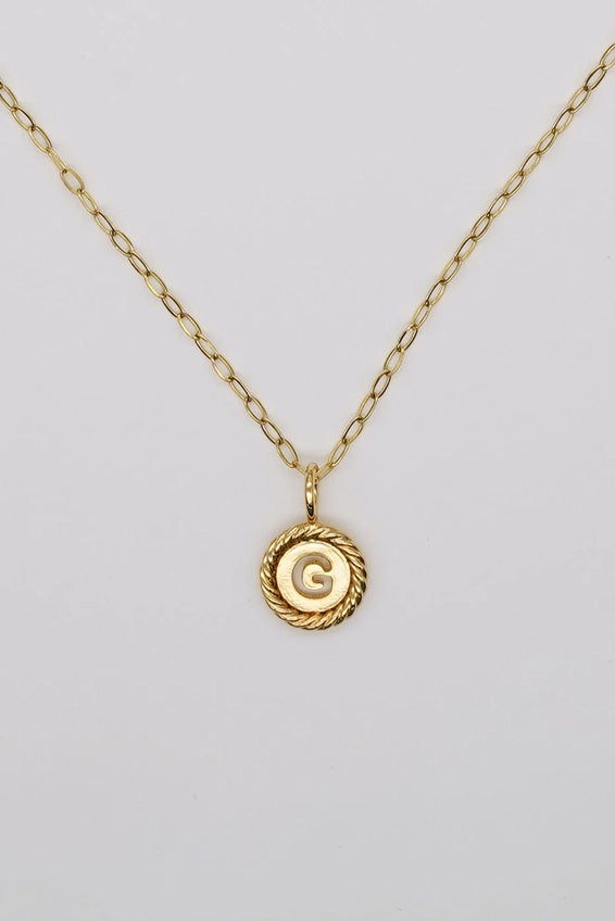 Gold Sealed Initial Necklace