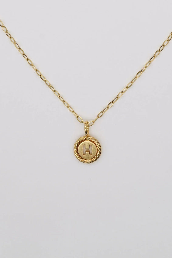 Gold Sealed Initial Necklace