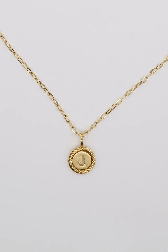 Gold Sealed Initial Necklace