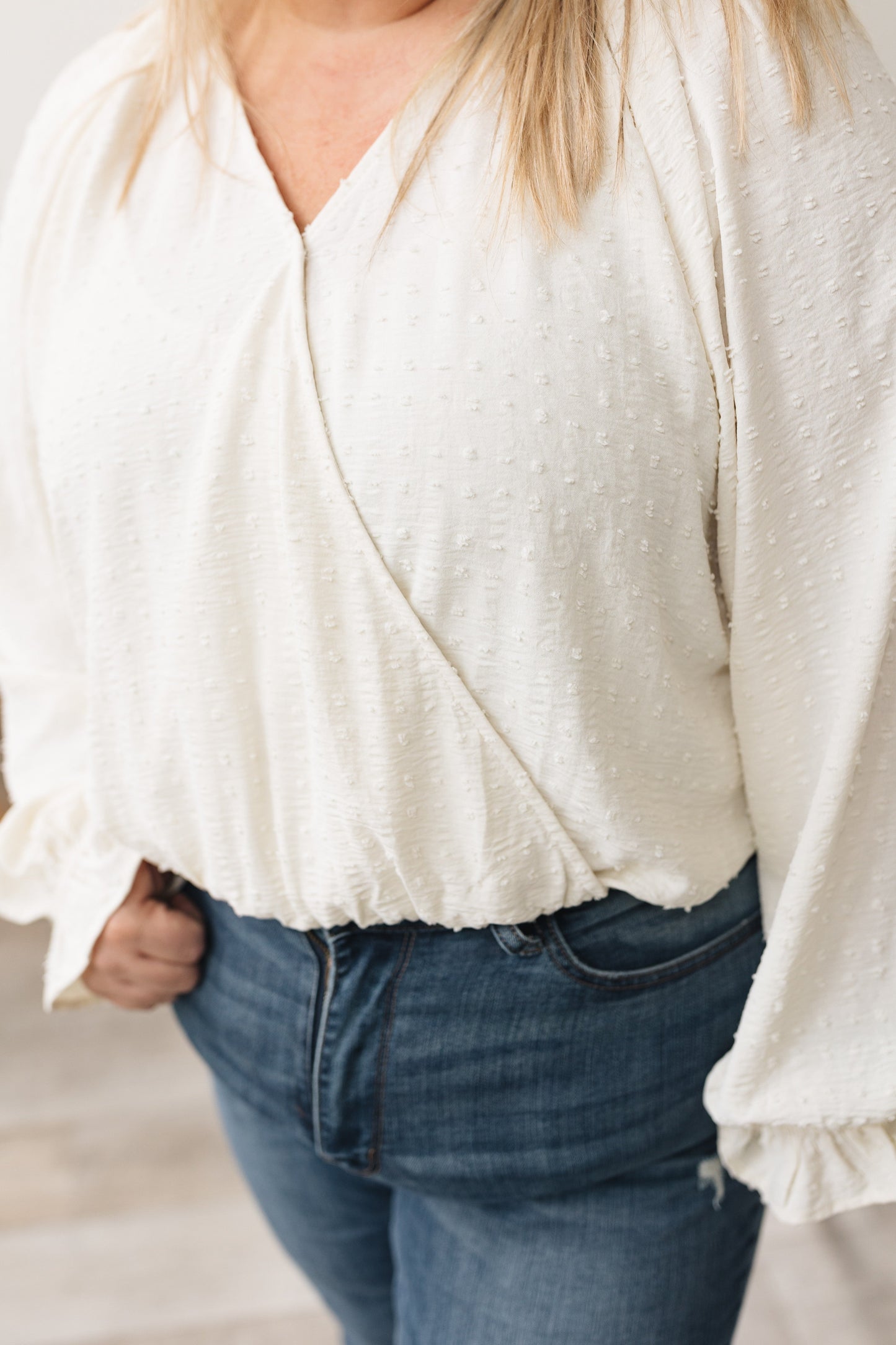 Raised Knit Surplice Bodysuit *Final Sale*