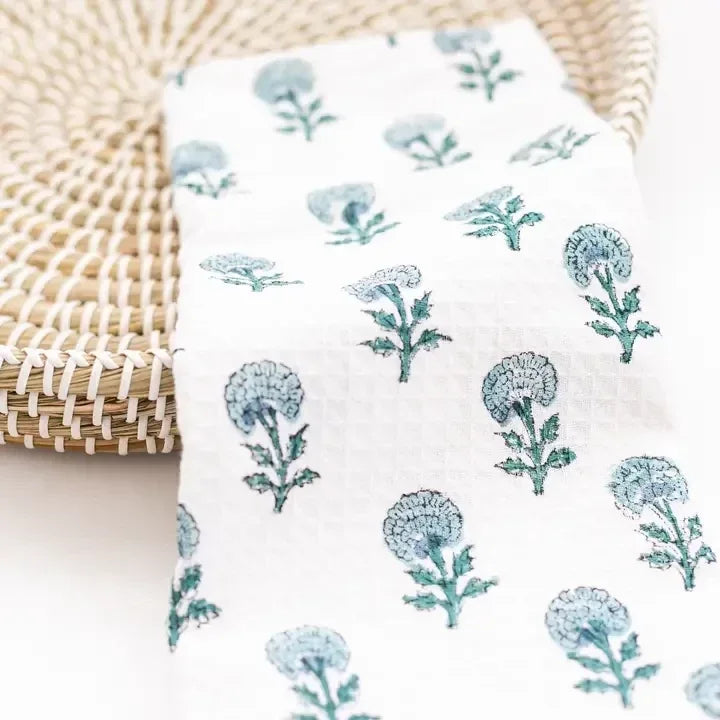 Floral Waffle Knit Tea Towel
