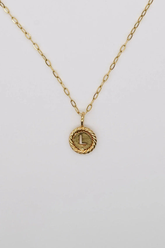 Gold Sealed Initial Necklace