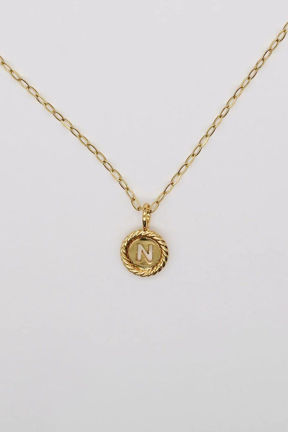 Gold Sealed Initial Necklace