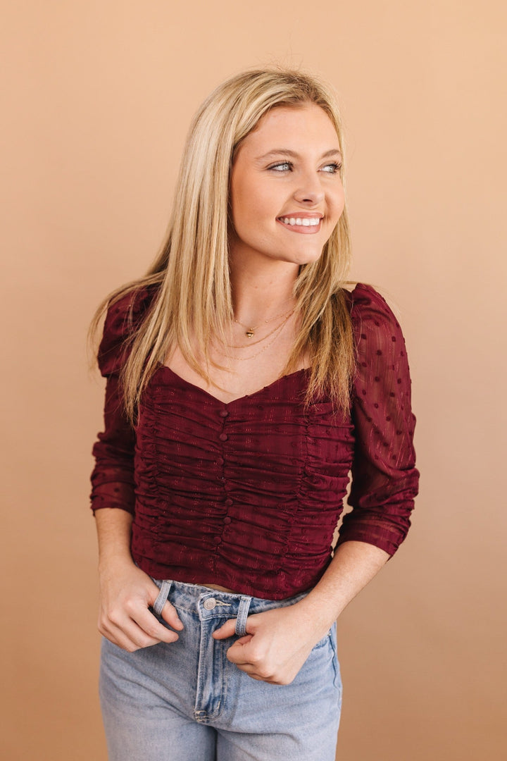 Swiss Dot Ruched Top *Final Sale*