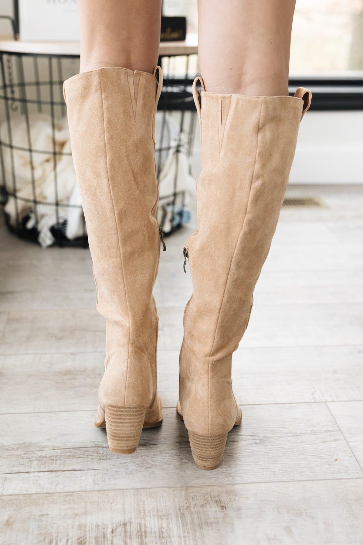 Birkin Knee High Zipper Taupe Boot
