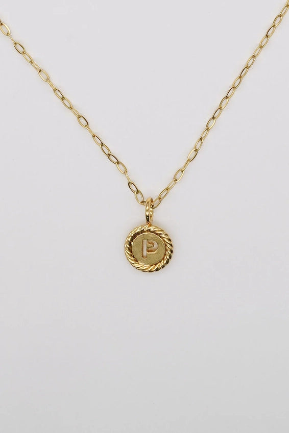 Gold Sealed Initial Necklace