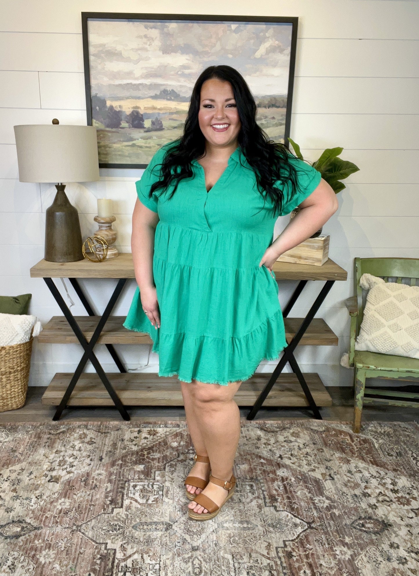 Linen Tiered Babydoll Dress