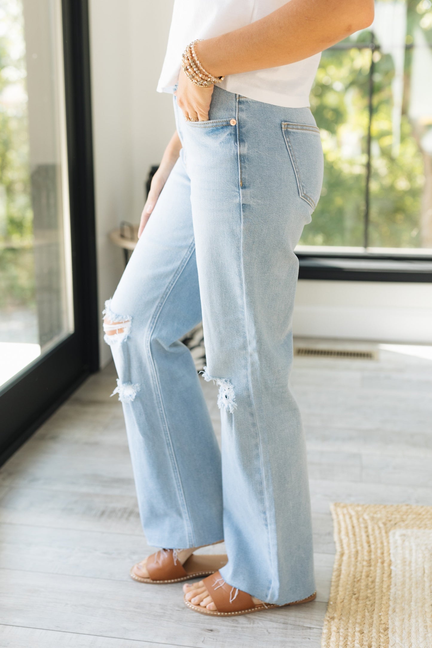 Sneak Peek High Rise Wide Leg Jeans