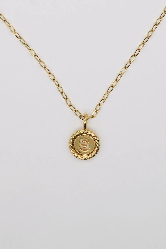 Gold Sealed Initial Necklace