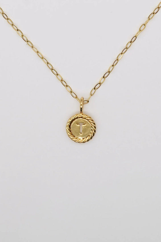 Gold Sealed Initial Necklace
