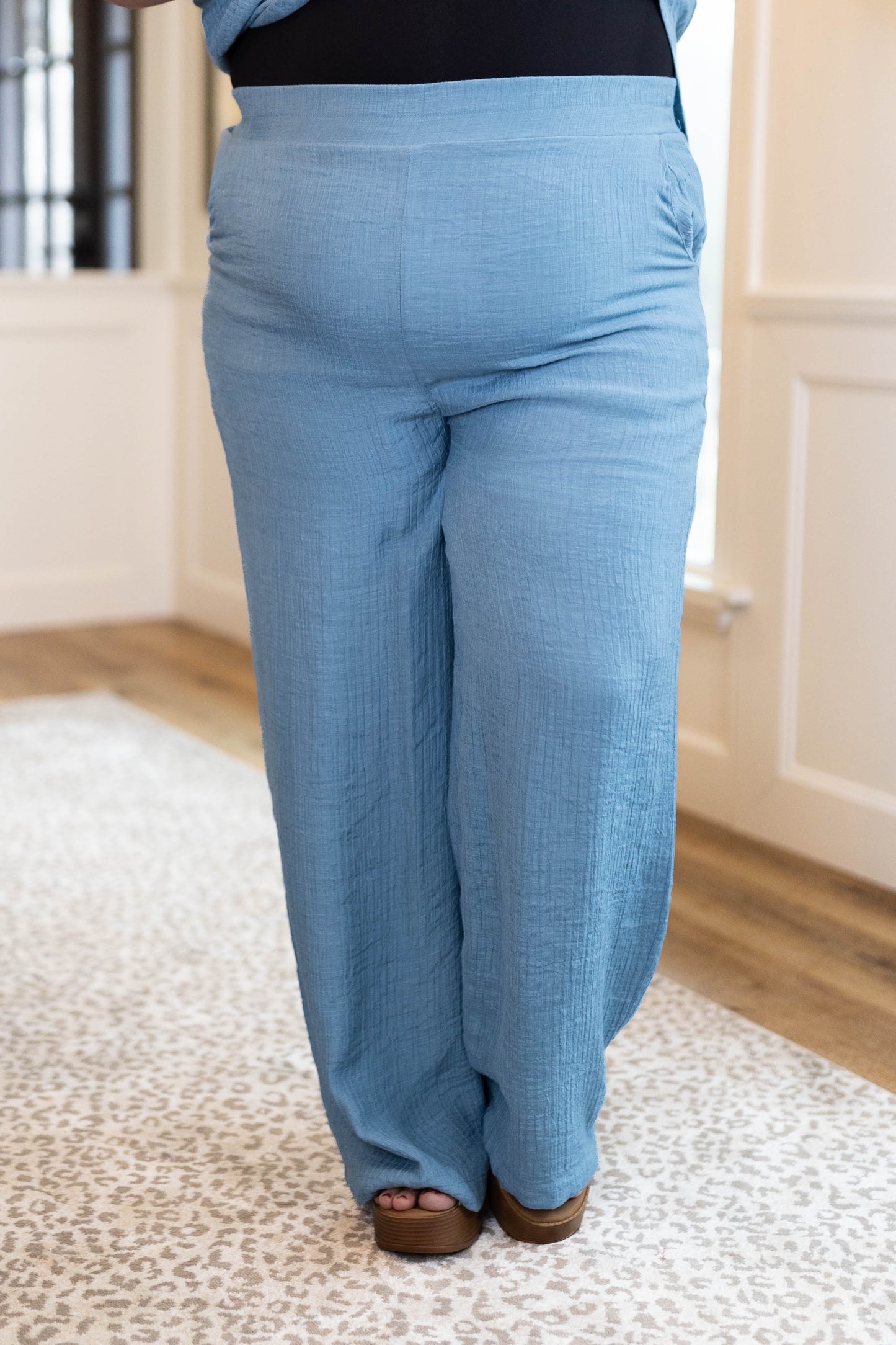 Crinkled Pull-On Wide Leg Pants *Final Sale*