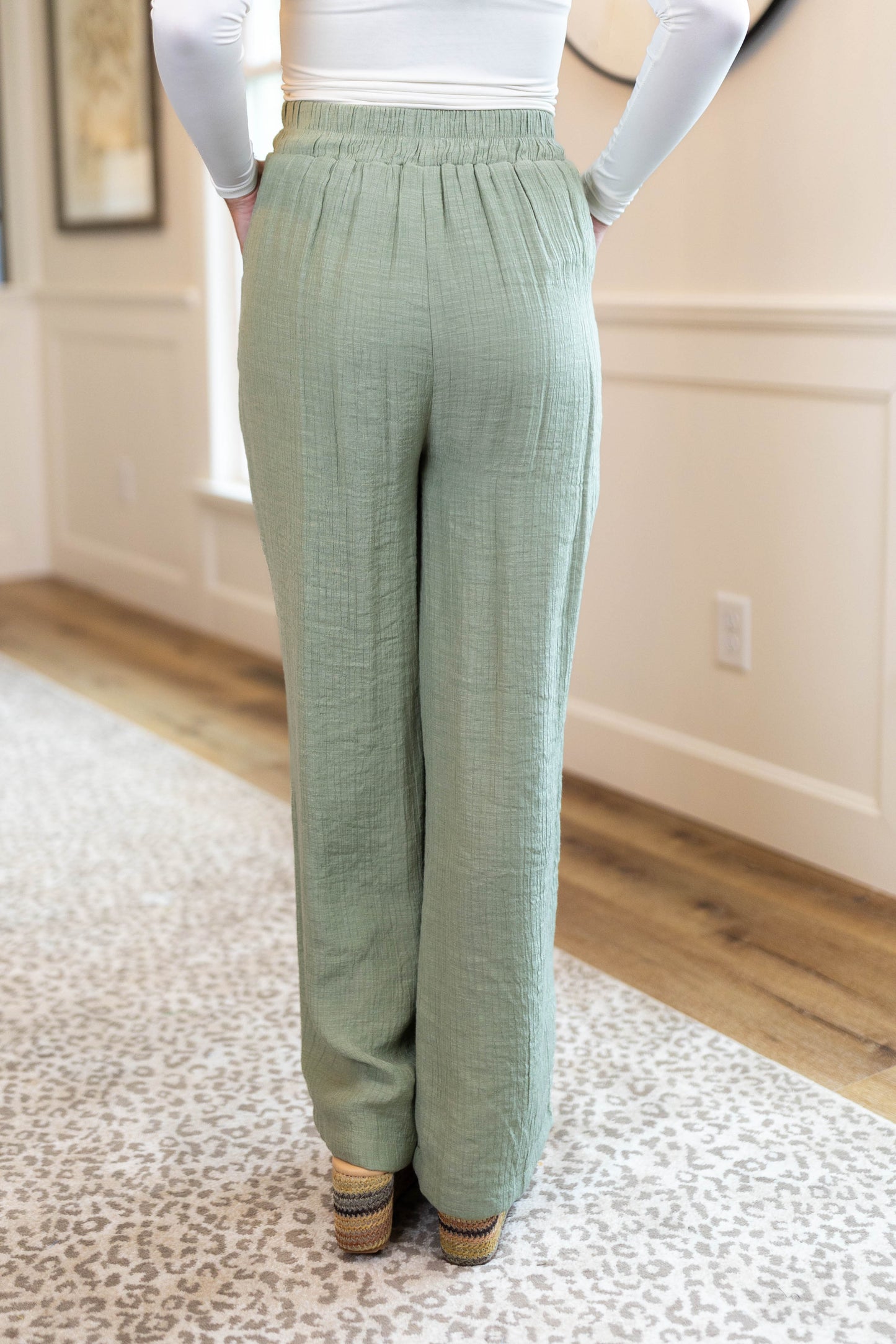 Crinkled Pull-On Wide Leg Pants *Final Sale*