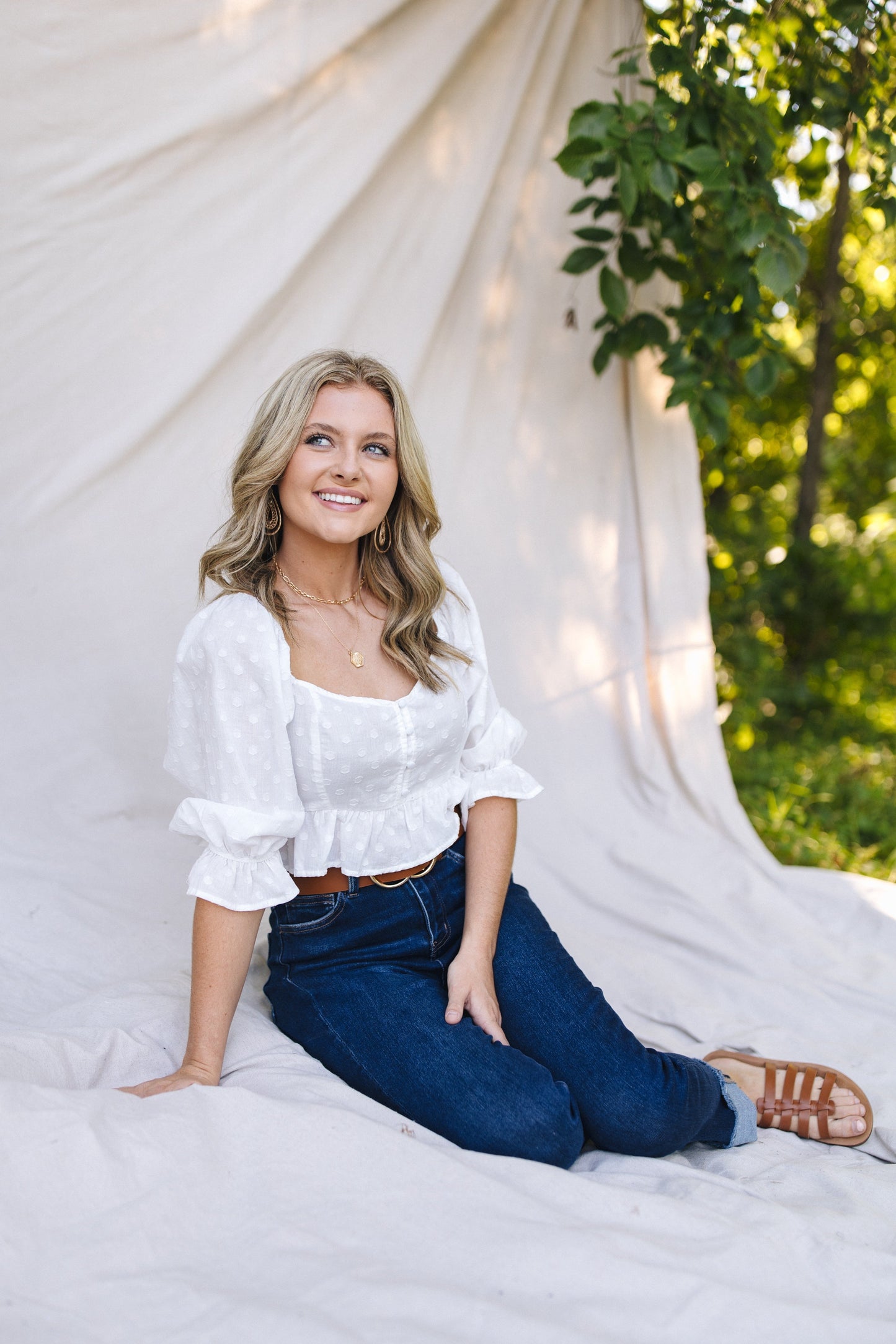 Textured Dot Tie Back Peplum Top *Final Sale*