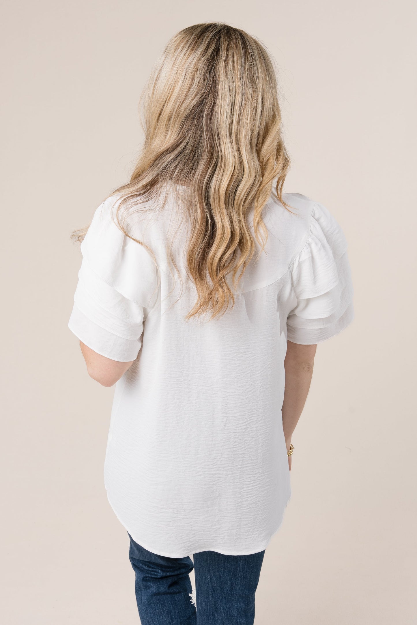 Notch Neck Tiered Sleeve Top *Final Sale*