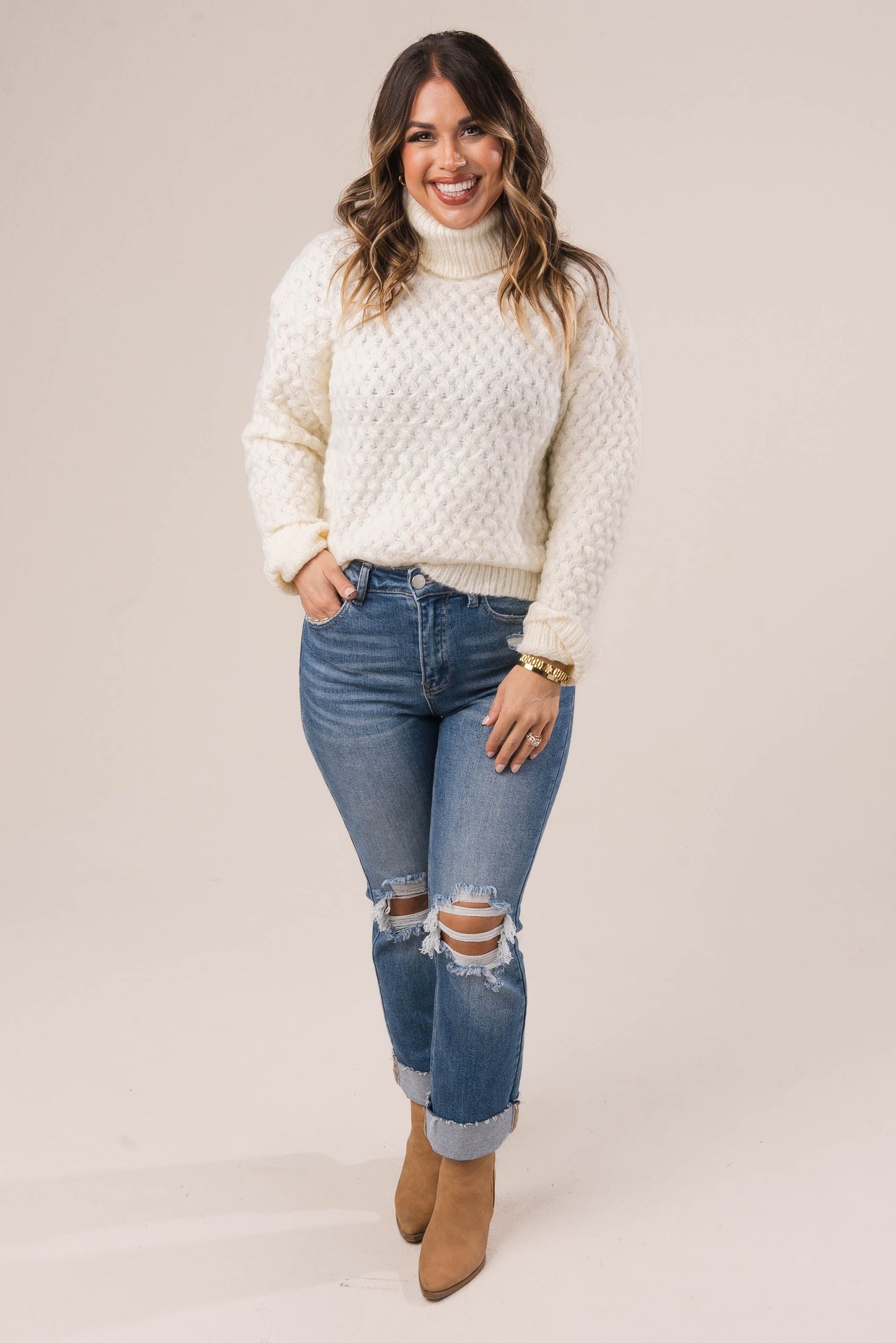 Basketweave Turtleneck Sweater *Final Sale*