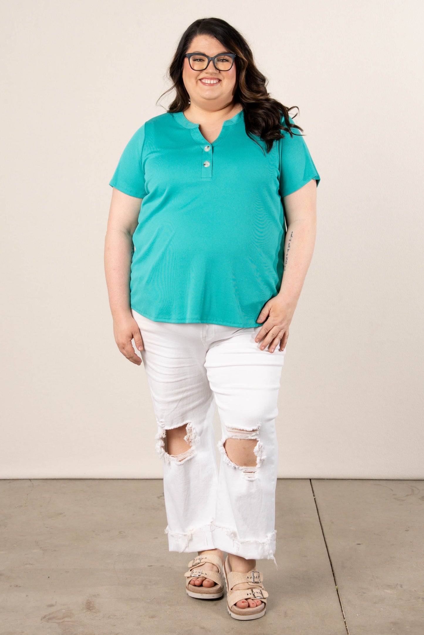 Ribbed Henley Top