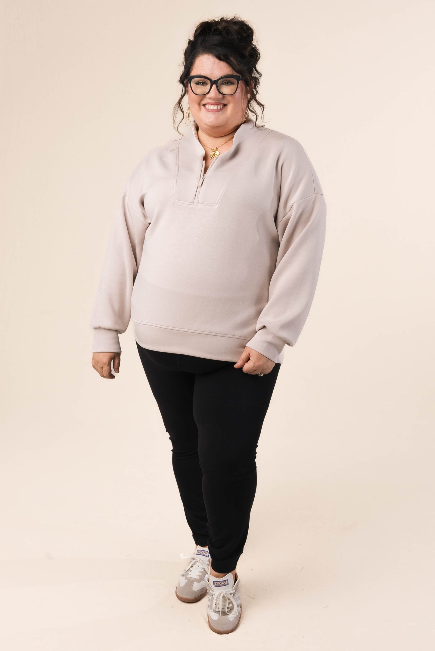 Open Neck Half Zip Scuba Pullover
