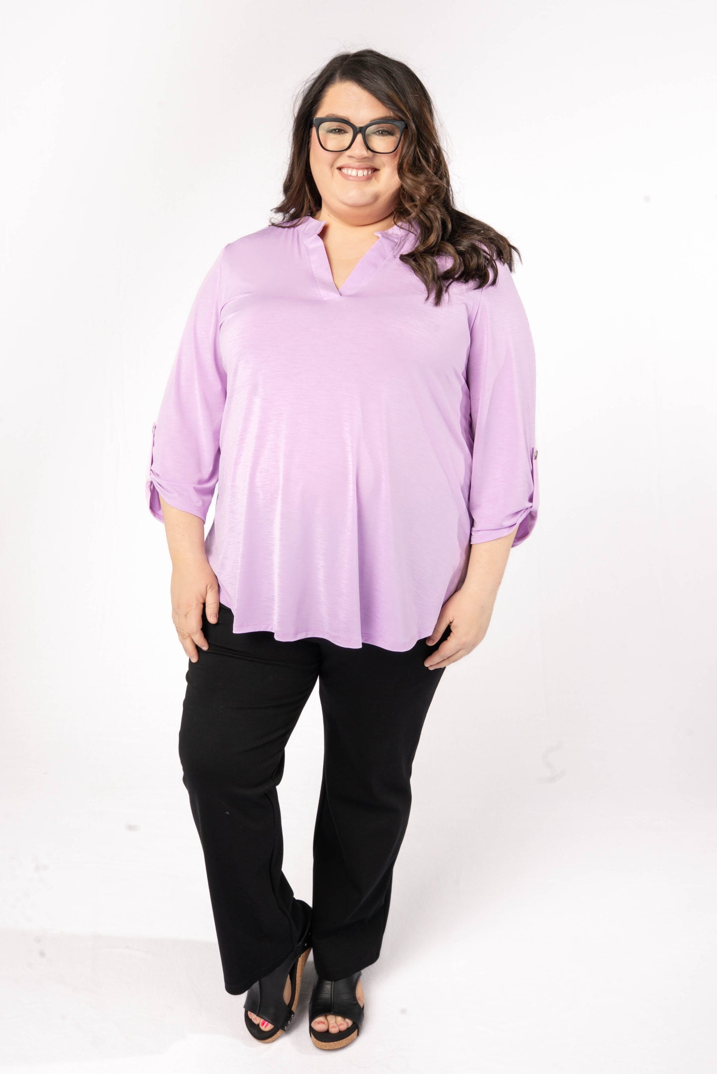 Liz Solid Tab Sleeve Top