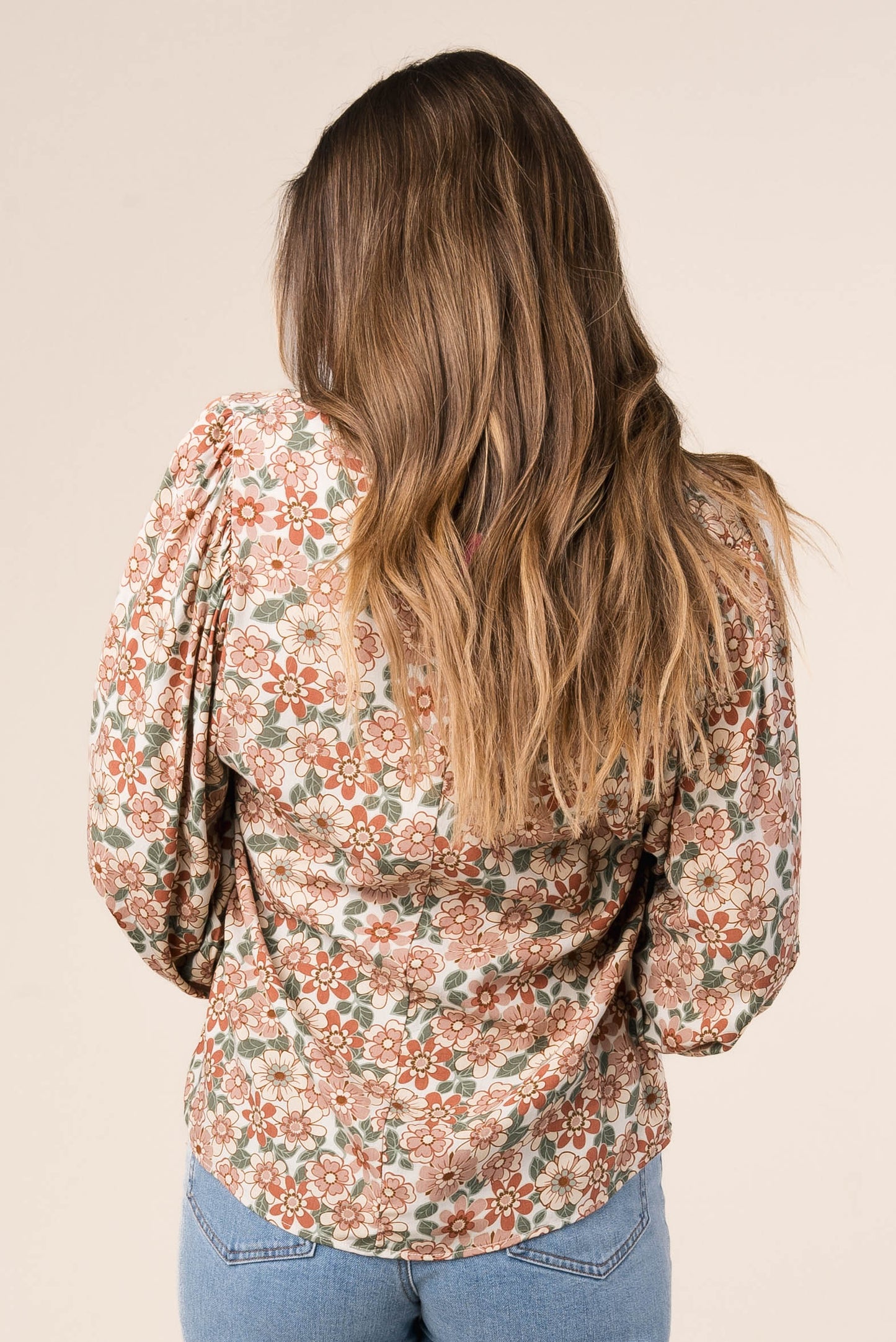 Floral Draped Sleeve Top
