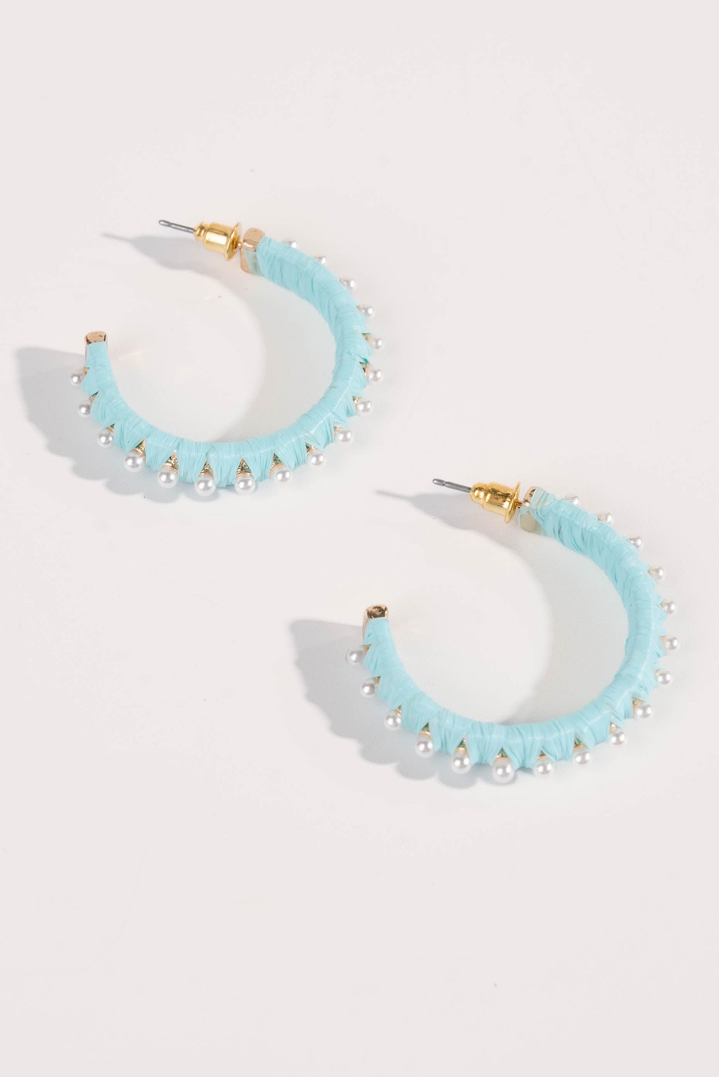 Raffia + Pearl Hoop Earrings