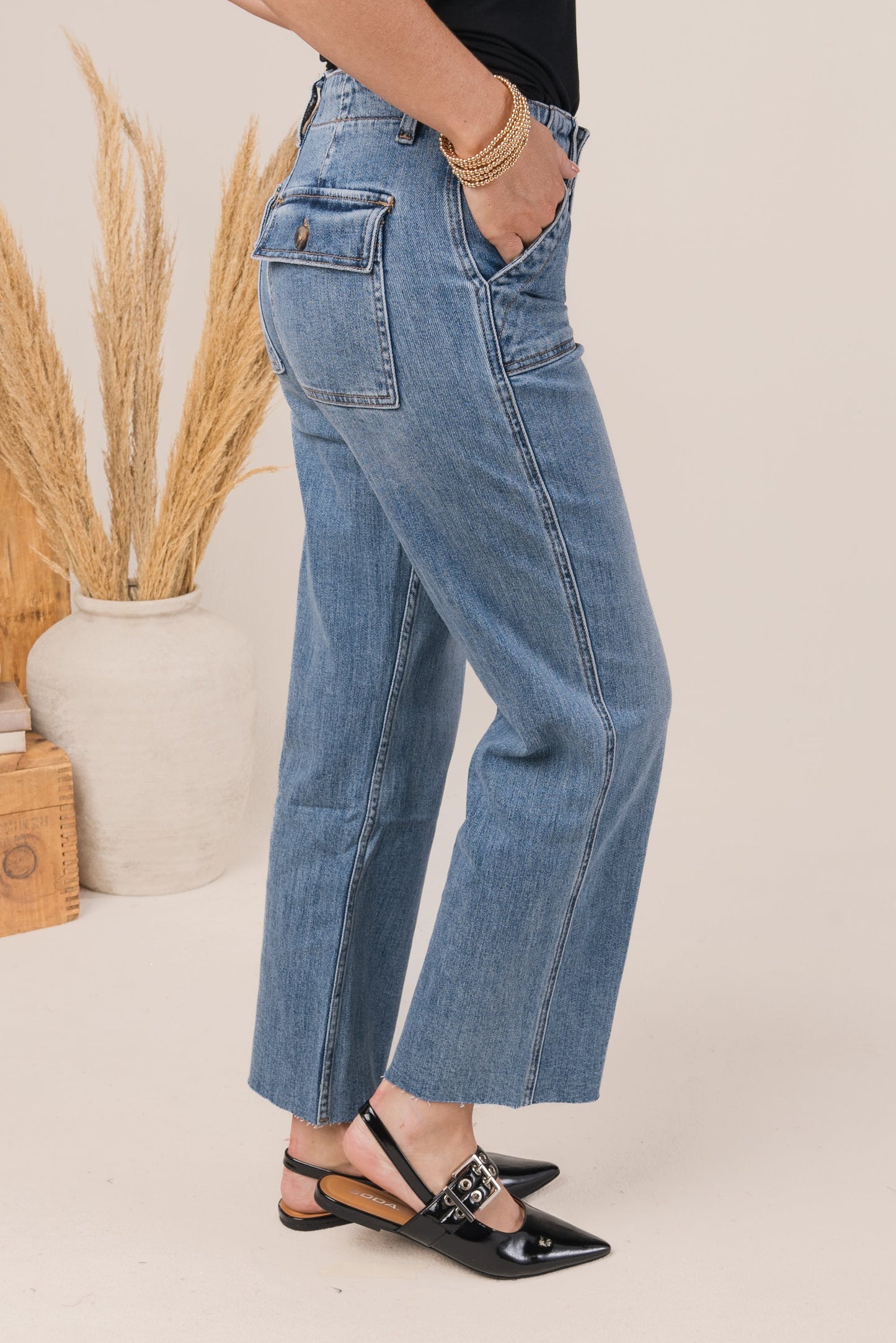 VERVET Denim | Calli High Rise Crop Utility Jeans