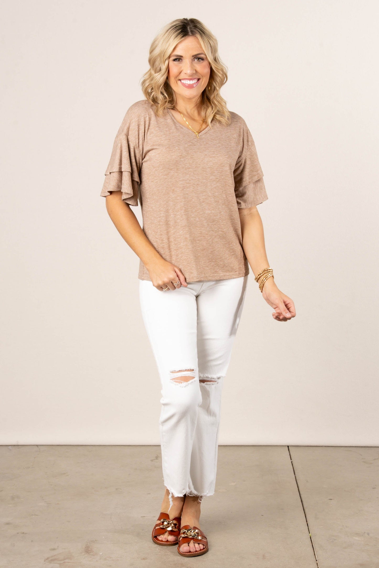 Layered Ruffle Sleeve Top