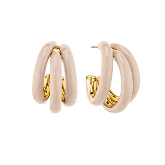Hollow Epoxy Layered Hoop Earrings