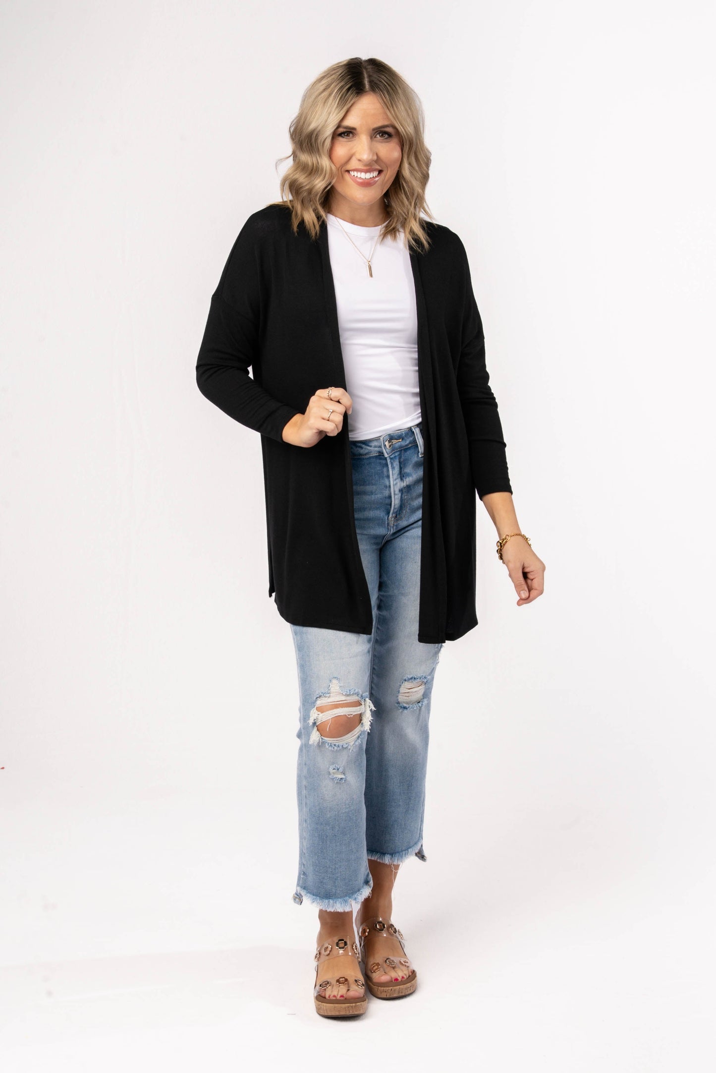 Lightweight Open Front Cardigan