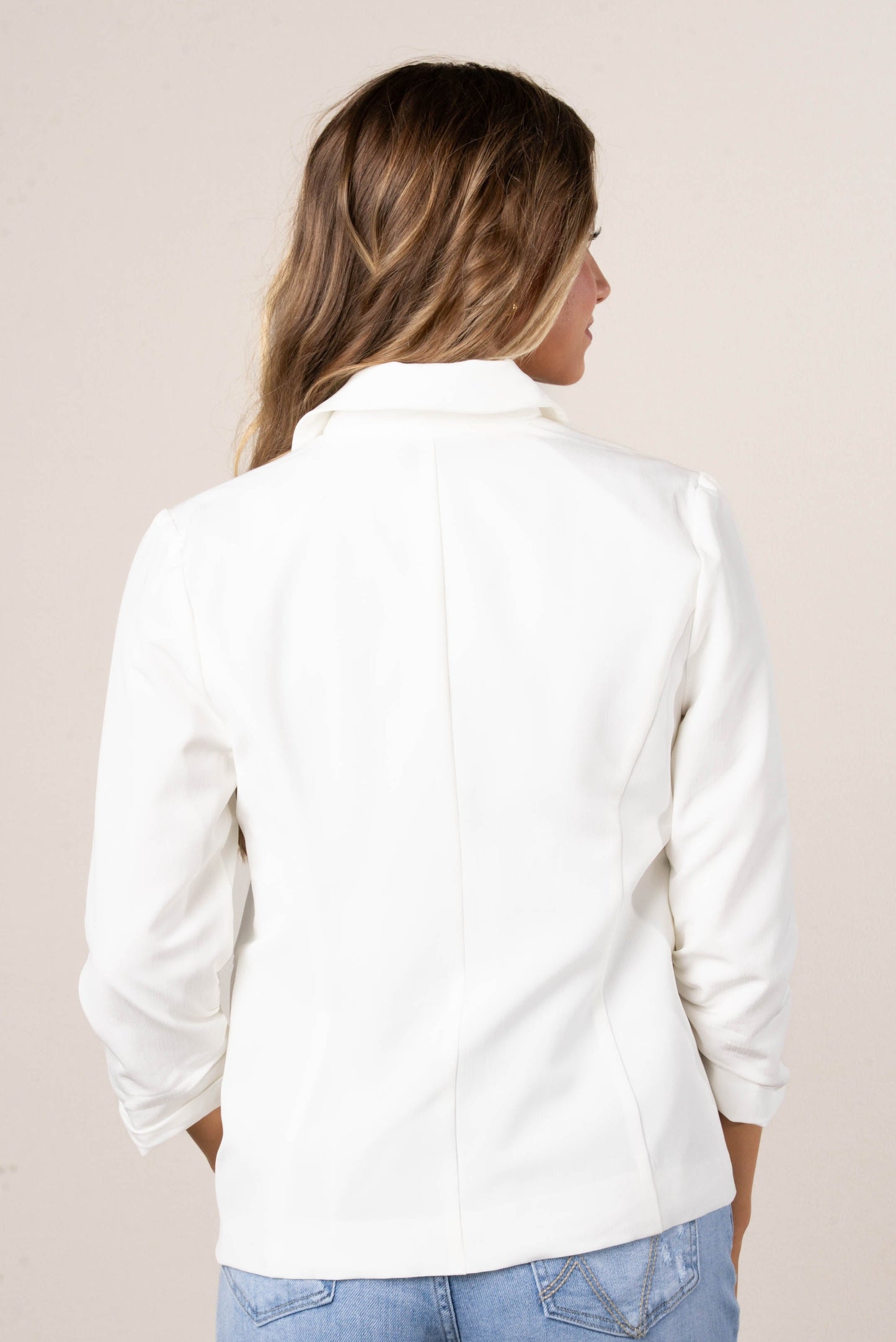 Gathered Sleeve Blazer